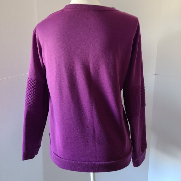 MUK LUKS THE ORIGINAL - WOMENS PLUM PULLOVER - DIAMOND DESIGN ON ELBOW SZ SMALL - Picture 5 of 7